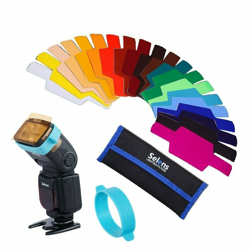 ​Flash universal Selens, filtro de Iluminación de gel, kits de combinación para luz de flash de cámara.