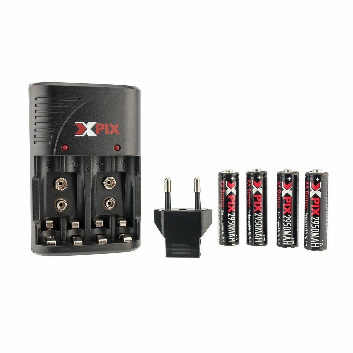 ​xpix AA pilas Ultra Alta Capacidad Con Los viajes cargador rápido para pilas AA, AAA &amp; 9 V 2950 mAh
