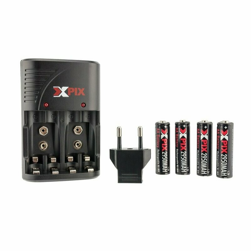 ​xpix AA pilas Ultra Alta Capacidad Con Los viajes cargador rápido para pilas AA, AAA &amp; 9 V 2950 mAh