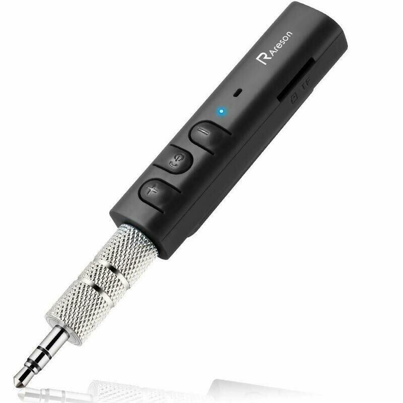 ​Receptor Bluetooth, Areson 7 Horas Mini Bluetooth Coche Aux Adaptador Audio Receptor Soporte TF Tarjeta &amp; 0.138 in Inalámbrico Manos Libres Coches Kits Adaptador de Música para el Hogar Estéreo, Auri
