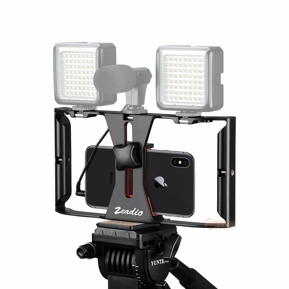 Zeadio Smartphone Video Rig, Grip Stabilizer Cellphone Tripod Holder for All Phones