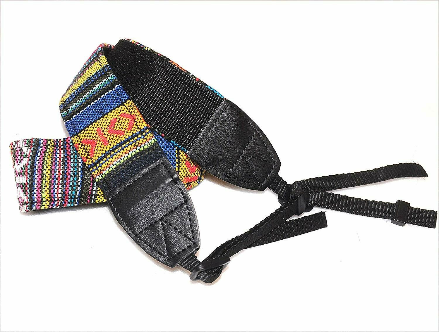 Multi-Color Vintage Cotton Camera Neck Strap, Camera Shoulder Belt Strap, Classic Design, Compatible with Canon Fujifilm Nikon Olympus Panasonic