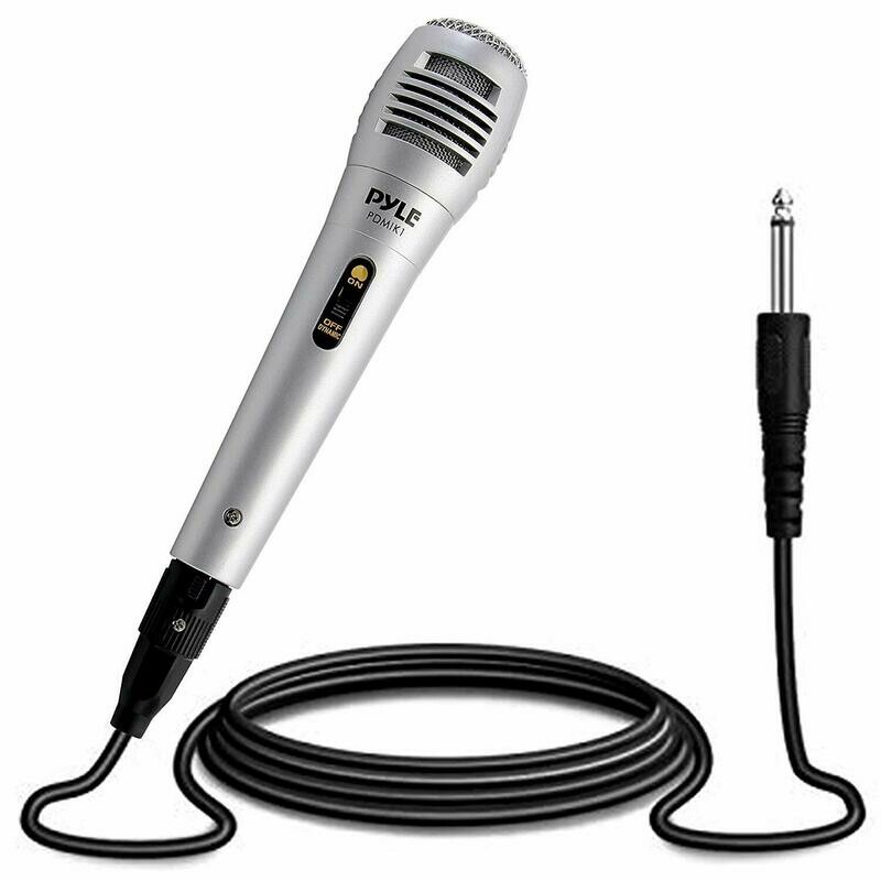 Pyle Pro Micrófono dinámico con cable – Micrófono de mano unidireccional profesional con filtro acústico Pop integrado, construcción robusta, rejilla de malla de acero, cable de audio XLR de 54.1 ft