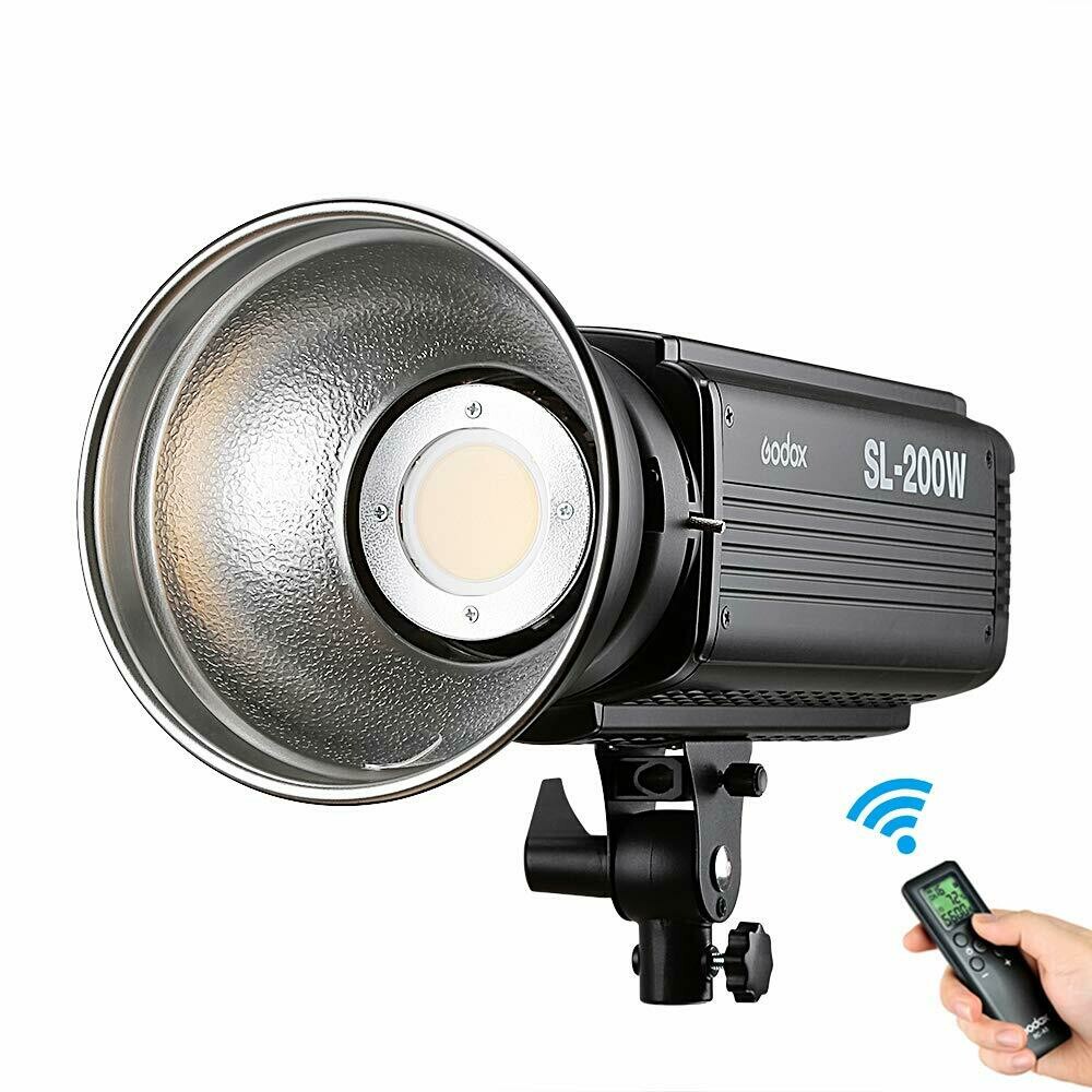 Godox 200W LED Video Light SL-200W Bowens Mount 5600K Studio Lámpara LED Continua para Cámara DV Camcorder (Blanco Luz Versión)