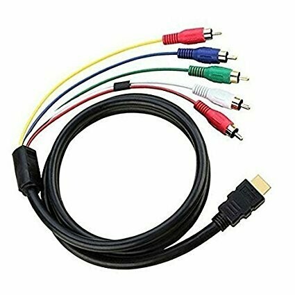 HDMI macho a 5RCA vídeo Audio AV Cable adaptador convertidor para HDTV, DVD y la mayoría de los proyectores LCD