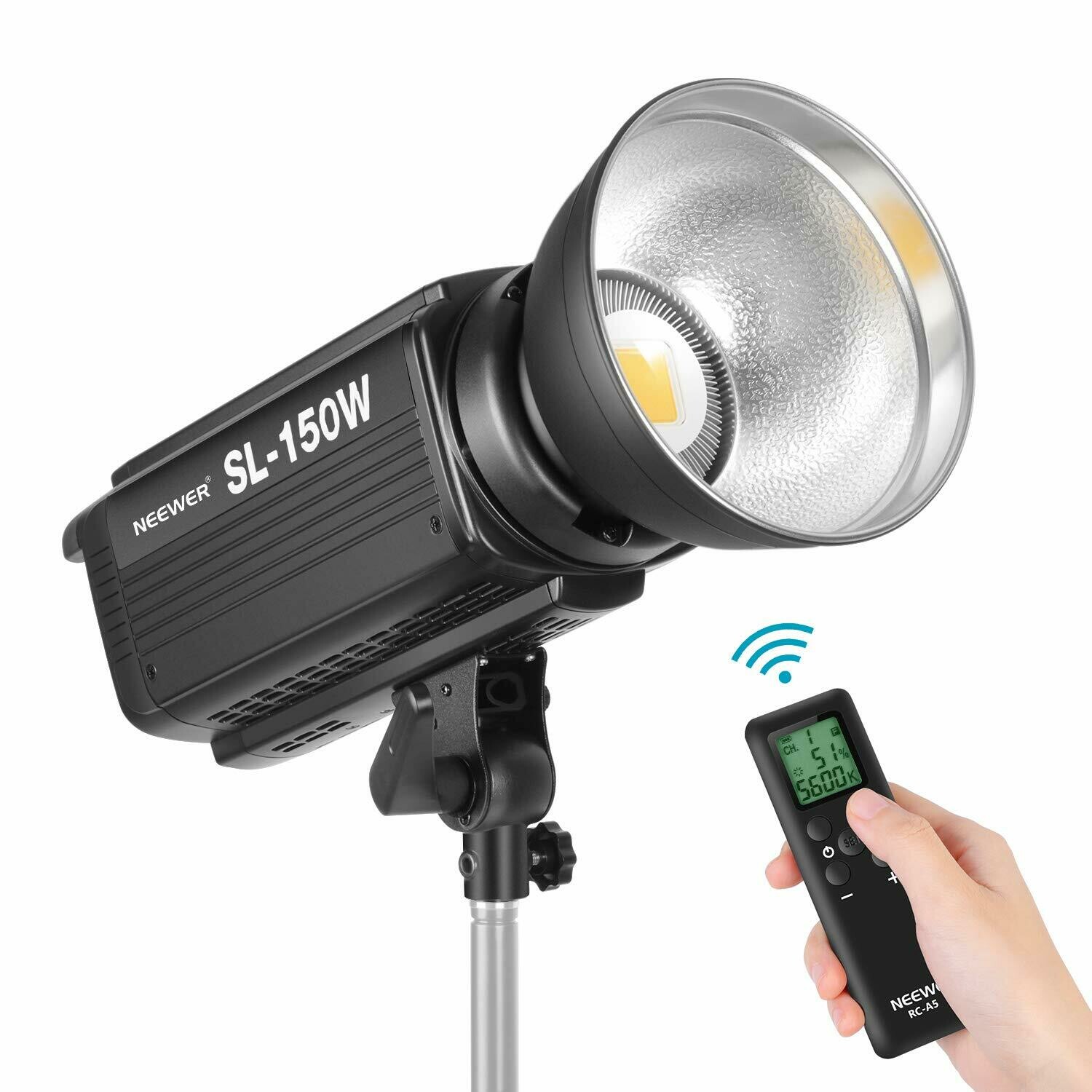 Neewer 150W 5600K Dimmable LED Video Light, RA 93+ 16000LM Continuous Lighting with Bowens Mount, 6 Groups 16 Channel Remote Control