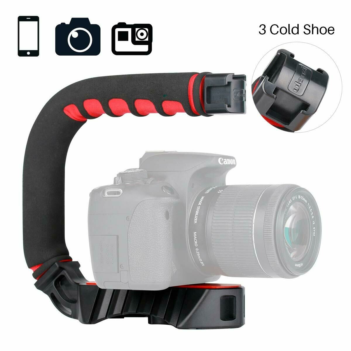ULANZI U-Grip Pro Steadicam - Aparato de vídeo portátil con zapata fría triple, empuñadura estabilizadora