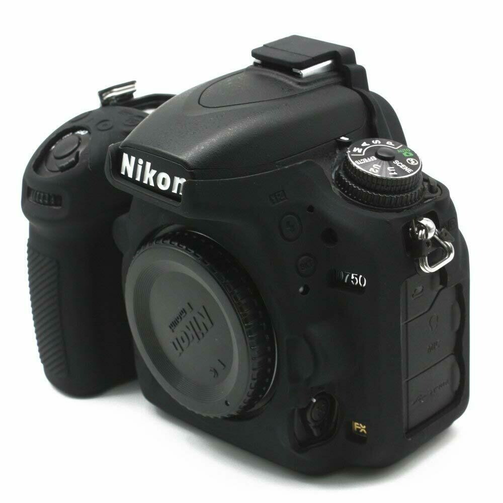 ilicone Protective Housing Camera Case Body Frame Shell Cover for Nikon D750 DSLR Camera - Black