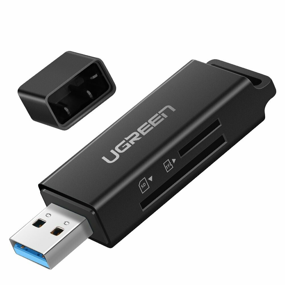 UGREEN lector de tarjetas SD portátil USB 3.0 Dual Slot Flash tarjeta adaptador Hub para TF, SD, Micro SD, SDXC, SDHC, MMC, RS-MMC, Micro SDXC, Micro SDHC, UHS-I para Mac, Windows, Linux, Chrome, PC,