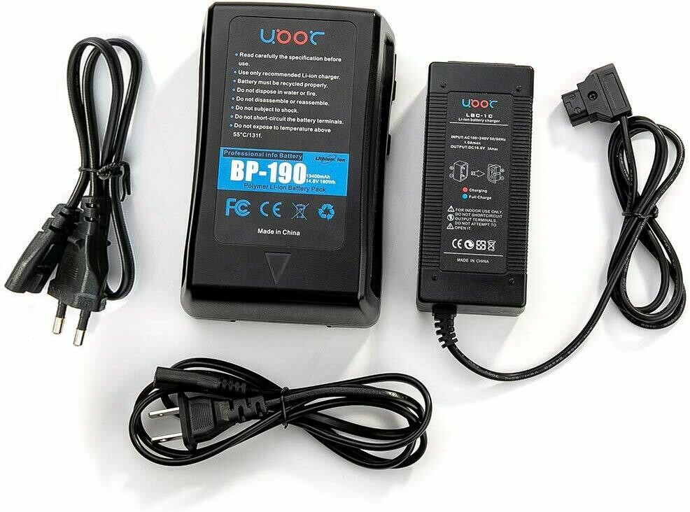 New 190Wh(13400mAh) V Mount/V-Lock Battery Compatible Video Camera Camcorder Broadcast LED Light with D-tap Output Cable and D-Tap Charger