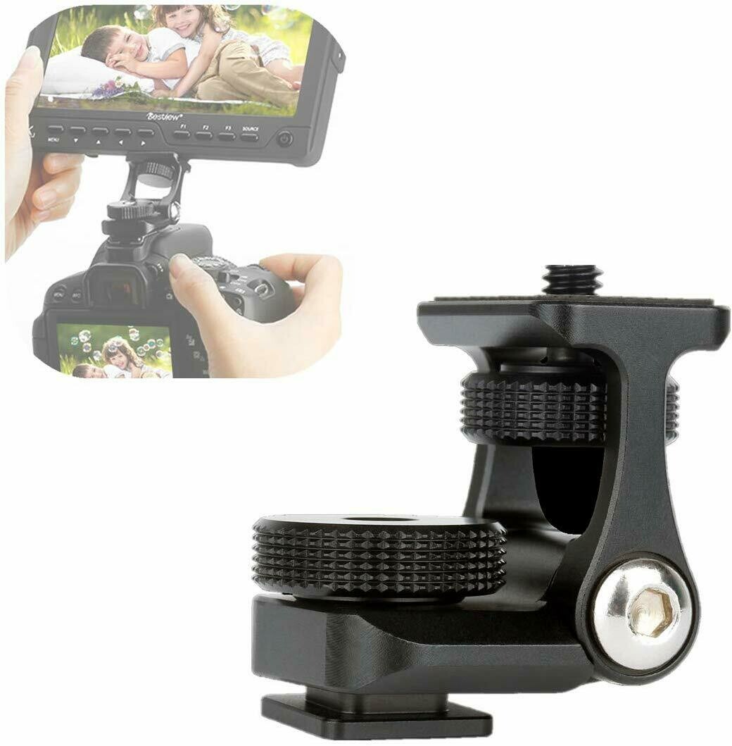 Camera Monitor Mounting Bracket Adjustable Angle 1/4&quot; Thread Ballhead DSLR Cold Shoe Adapter