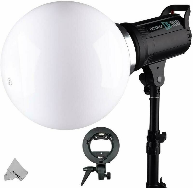 Spherical Flash Diffuser Ball (30cm) - with Bowens Mount + S-type Flash Bracket