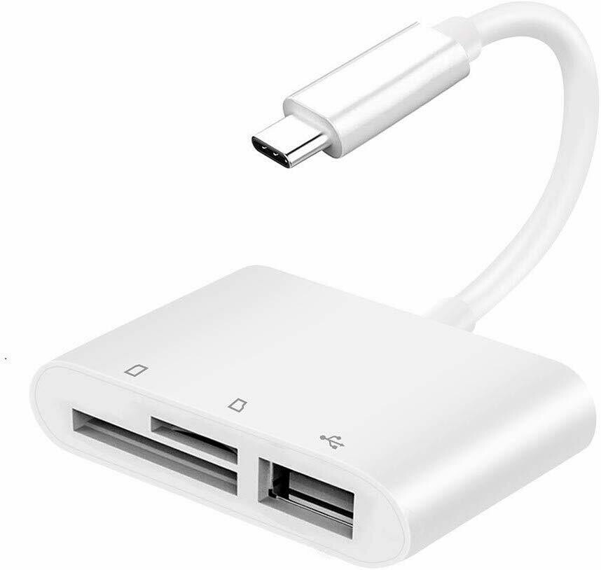 Lector de tarjetas USB-C a SD, 3 en 1, USB C, lector de tarjetas de memoria SD/TF, adaptador USB C a USB 2.0
