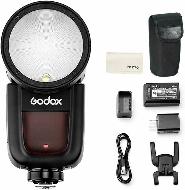 Godox V1-C Round Head Camera Flash Speedlite, 2.4G X Wireless HSS 76Ws Speedlight Flash for Canon