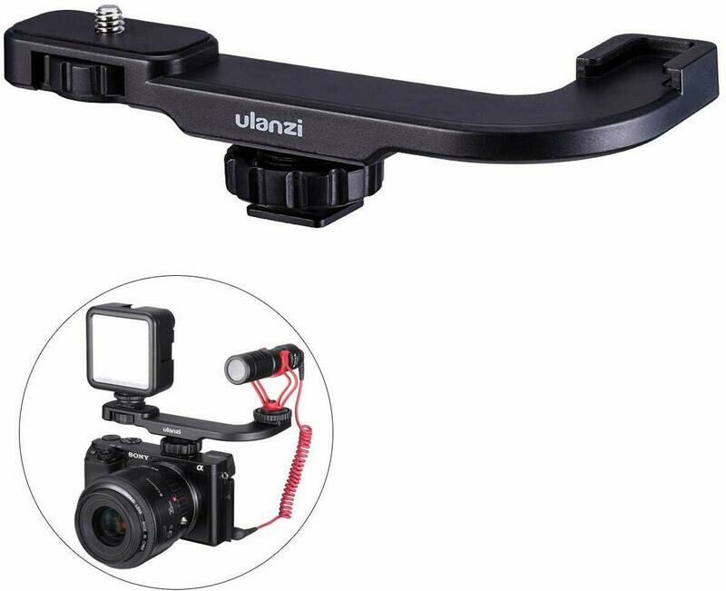 ULANZI PT-8 On Camera Vlog Cold Shoe Bracket Microphone Extension Bar Plate for Mic LED Video Light w Cold Shoe