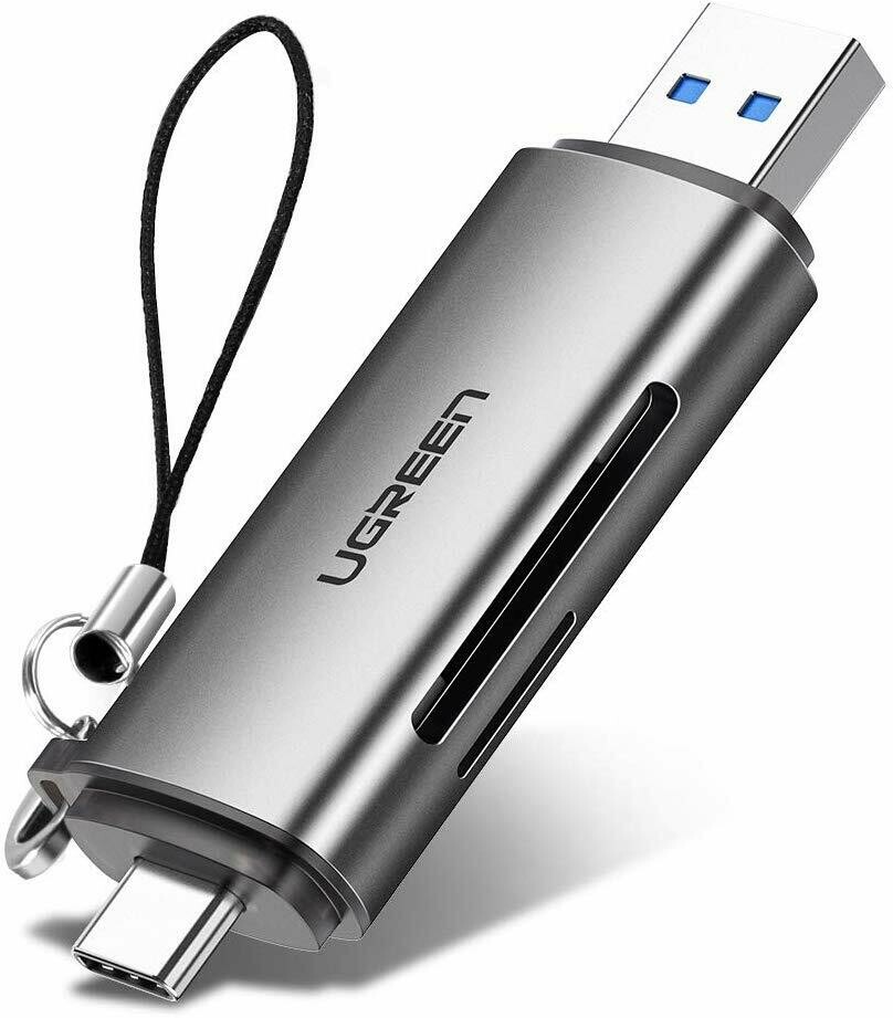 UGREEN SD Card Reader USB Type C USB 3.0 OTG Memory Card Adapter Portable 2 Slots for TF, SD, Micro SD, SDXC, SDHC, MMC, RS-MMC, Micro SDXC, Micro SDHC, UHS-I for Mac, Windows, Linux, PC, Laptop