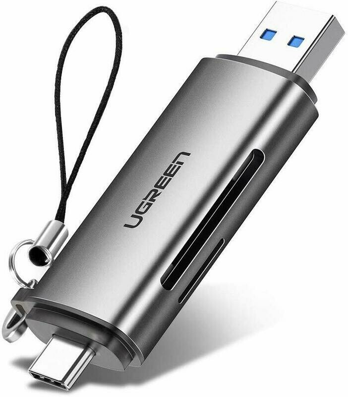 UGREEN SD Card Reader USB Type C USB 3.0 OTG Memory Card Adapter Portable 2 Slots for TF, SD, Micro SD, SDXC, SDHC, MMC, RS-MMC, Micro SDXC, Micro SDHC, UHS-I for Mac, Windows, Linux, PC, Laptop