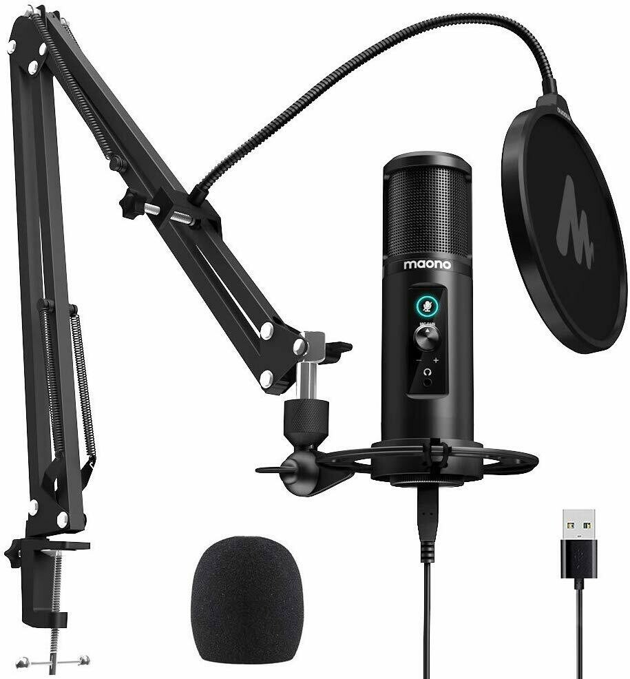 USB Microphone Zero Latency Monitoring MAONO PM422 192KHZ/24BIT Professional Cardioid Condenser Mic with Touch Mute Button and Mic Gain Knob