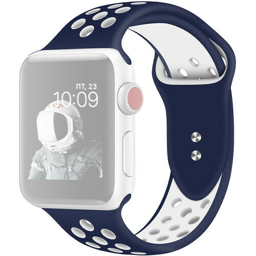 CASEPH Silicone Sport Band for 42mm/44mm Apple Watch (Blue/White)