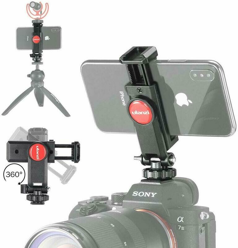 ULANZI ST-06 Camera Hot Shoe Phone Holder Flexible Phone Tripod Mount Adapter w Cold Shoe Mount