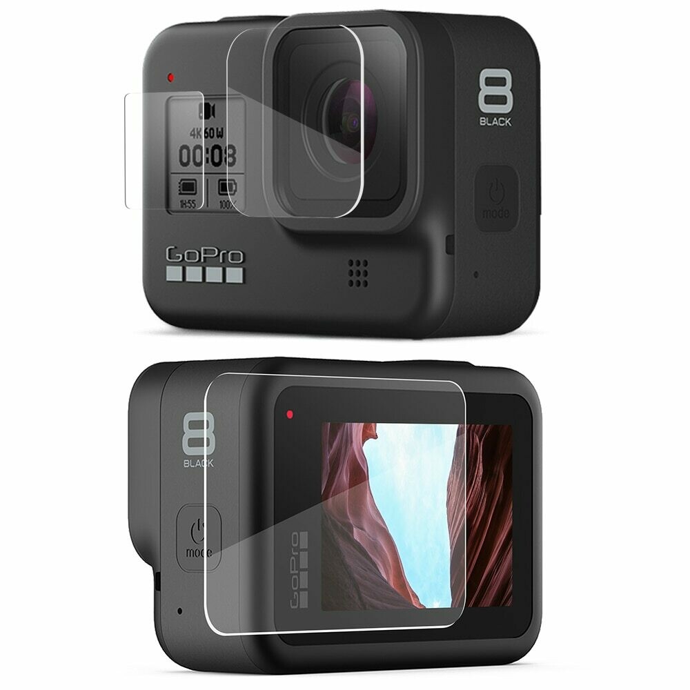 Screen Protector for GoPro Hero 8 Black, Tempered Glass Screen Protector+Lens Protector+HD Front Display Protective Film