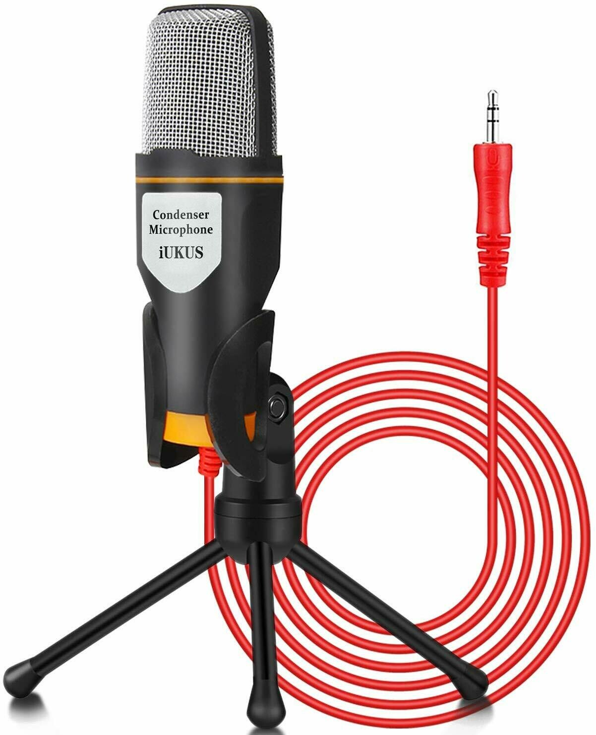 3.5mm Jack Microphone with Mic Stand, Professional Recording Condenser Microphone Compatible with PC, Laptop, iPad, iPhone, Mac etc.