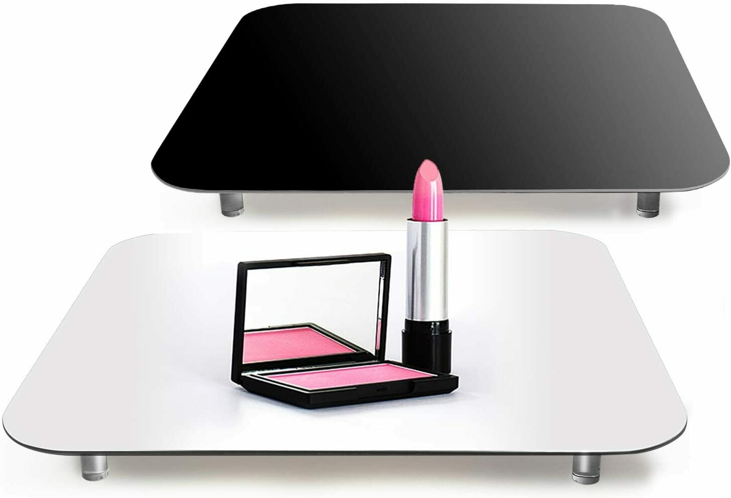 LimoStudio 12 Inch Acrylic Black &amp; White Reflective Display Table Riser for Product Table Top Photography
