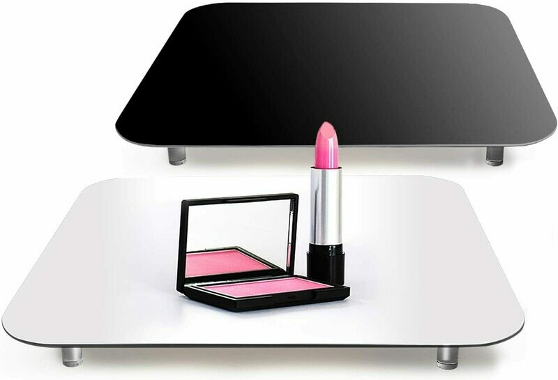 LimoStudio 12 Inch Acrylic Black &amp; White Reflective Display Table Riser for Product Table Top Photography