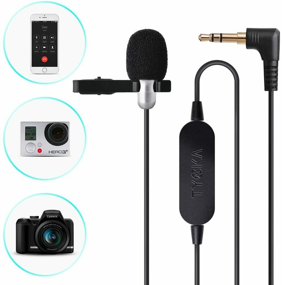 TYCKA 6m Lavalier Microphone With Enhanced Audio Amplifier, 3.5mm Lapel Clip-on Mic