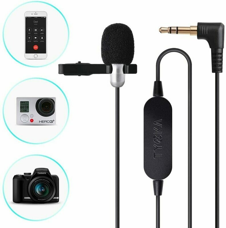 TYCKA 6m Lavalier Microphone With Enhanced Audio Amplifier, 3.5mm Lapel Clip-on Mic