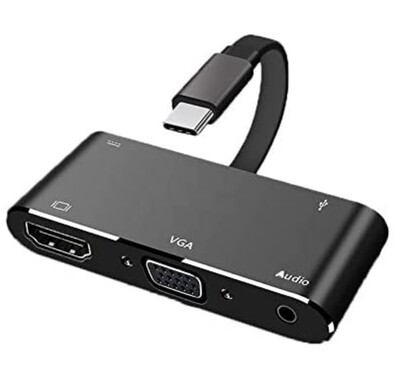 Type C Input Hub -USB C Hub Thunderbolt 3 (5 in 1) USB C to VGA 1080P-USB C to HDMI 4K-USB C to 3.0 USB Multiport Hub,3.5mm Audio Output-USB C Dock Compatible for MacBook Pro