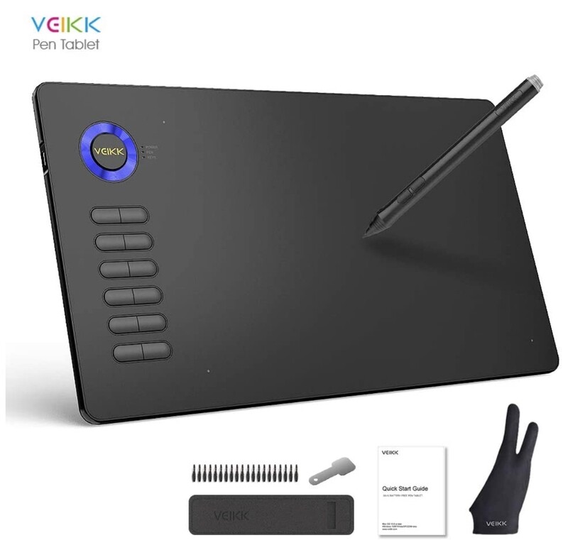 Graphics Drawing Tablet VEIKK A15 10x6 inch Pen Tablet with Battery-Free Passive Stylus and 12 Shortcut Keys