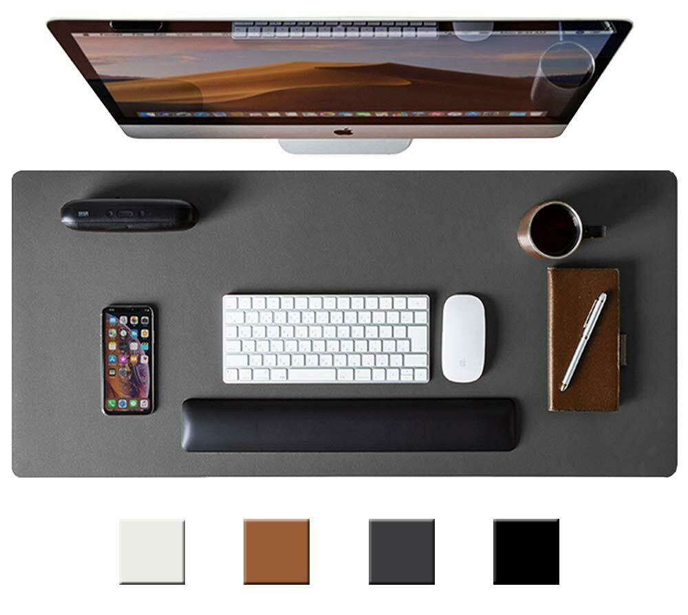 Leather Desk Pad Protector Non-Slip PU Leather Desk Blotter (31.5&quot; x 15.7&quot;) disponible color cafe y gris