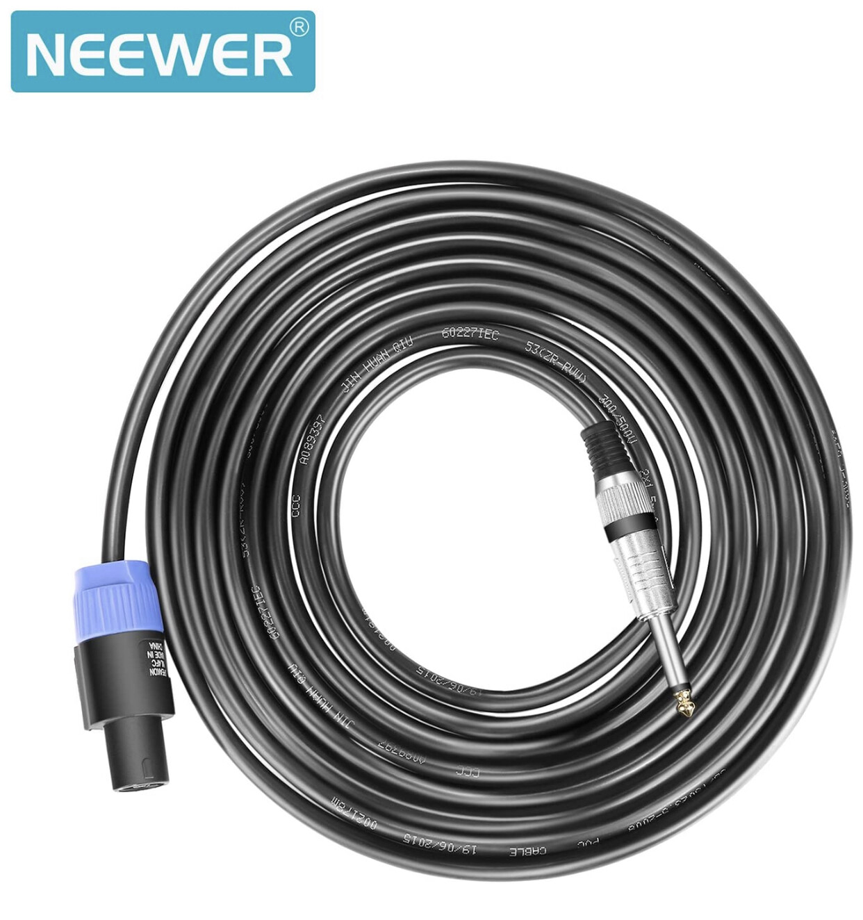 Neewer 9 Meters Professional Speaker Cable - 6.35 Male to Male Compatible with Speakon Connector