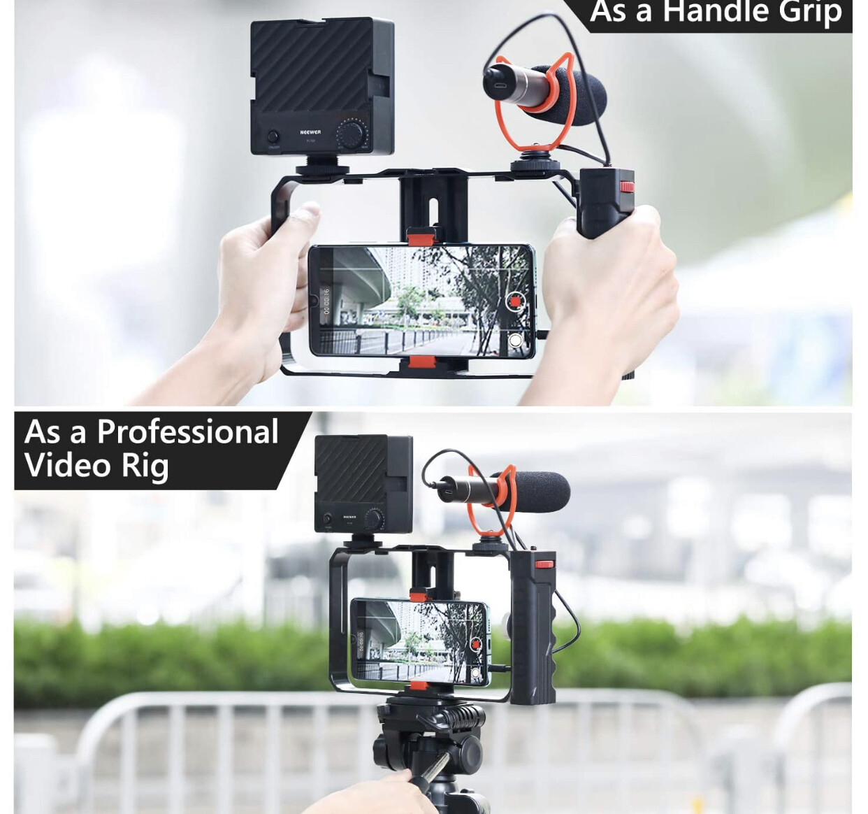 Neewer Smartphone Camera Stabilizer Video Rig, Phone Video Stabilizer Grip Tripod Mount