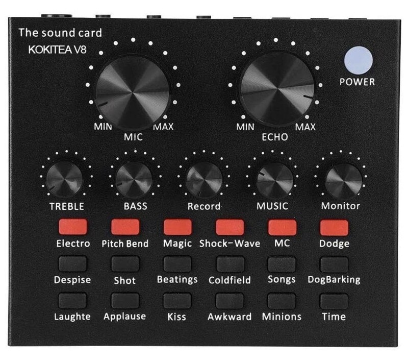 KOKITEA Live Sound Card, Voice changer device for PS4/Xbox/Phone/iPad/Computer,Sound Card with Multiple Funny Sound Effect