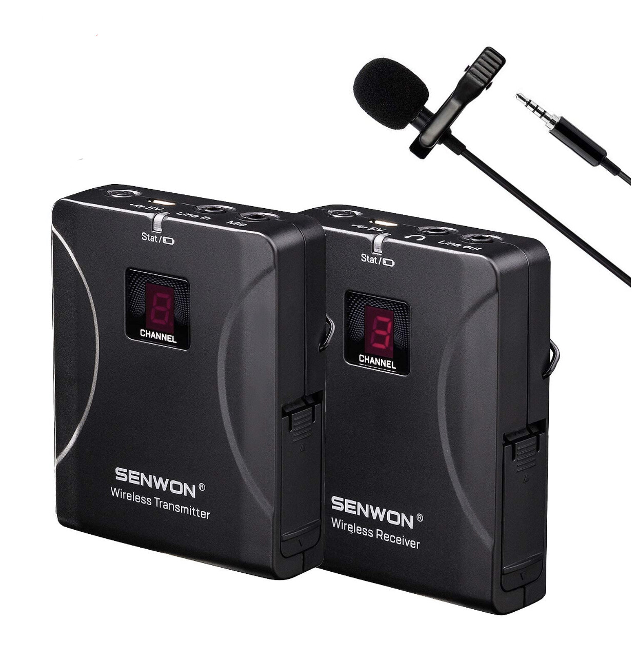 SENWON Wireless Microphone 8-Channels Wireless Lavalier Microphone System with Beltpack Transmitter/Receiver, Clip on Lavalier Mic