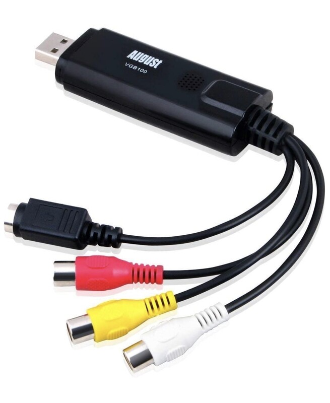 August VGB100 - External USB Video Capture Card - S Video / Composite to USB Transfer Cable