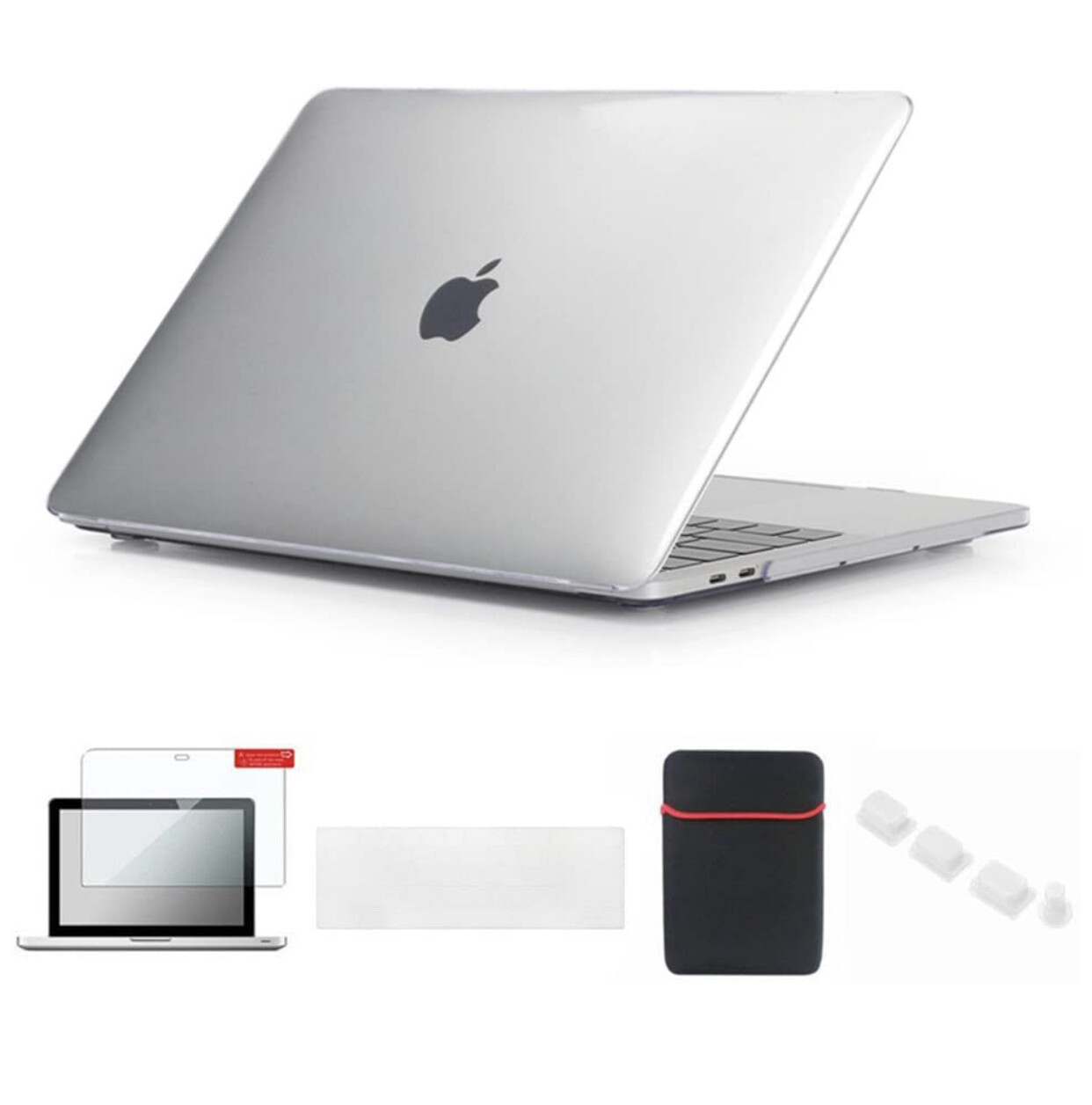 Case para MacBook Pro 13 2019 2018 2017 Sleeve, Keyboard Skin, Screen Protector,Dust Plug, Transparente