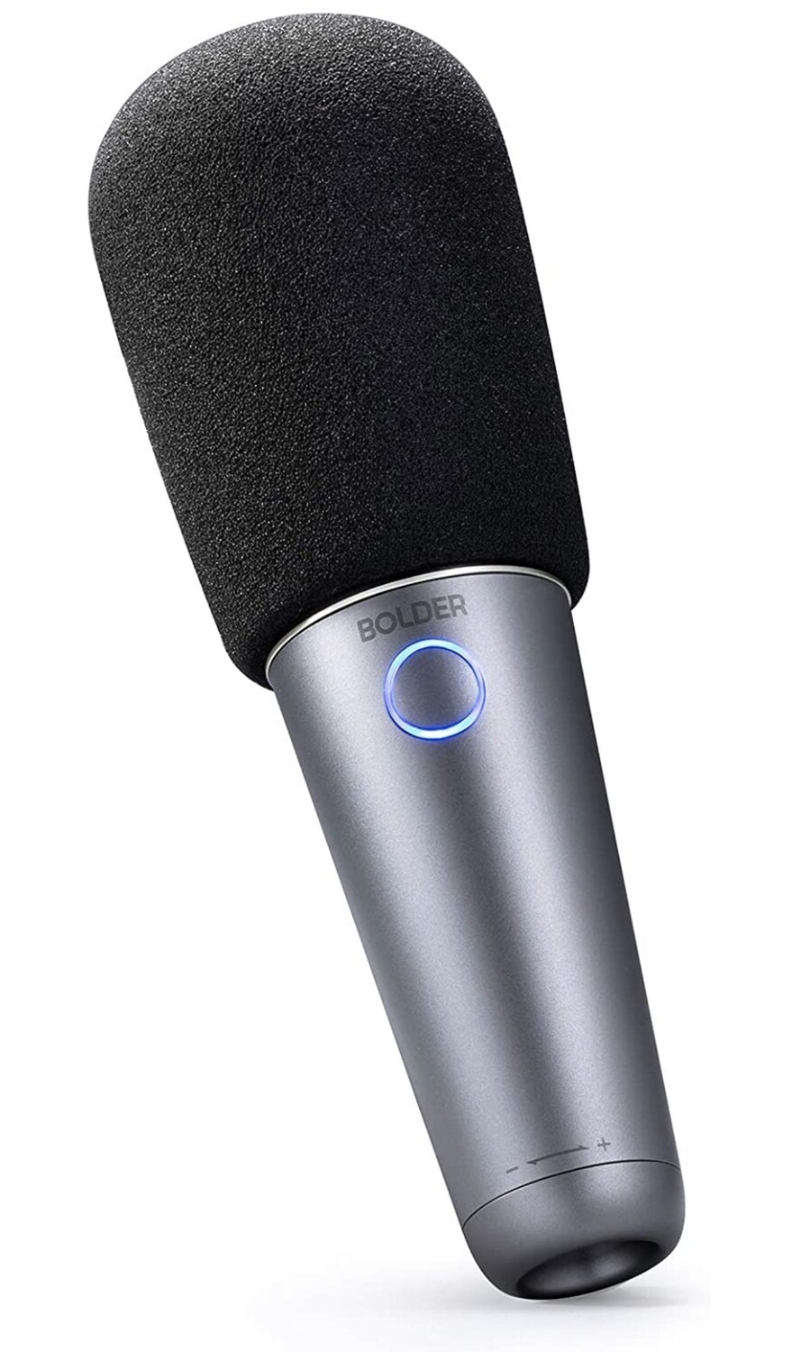 Bolder Bluetooth Karaoke Microphone, Built-in Speaker, Bluetooth, USB, and AUX Connection, 4-Hour Playtime, Travel Pouch, USB-C Charging