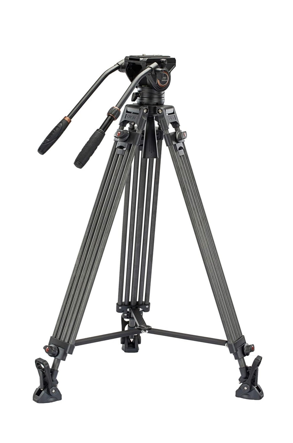 Cayer BV25LH Video Tripod System, 74 inch Carbon Fiber Professional Heavy Duty Camera Tripod Kit