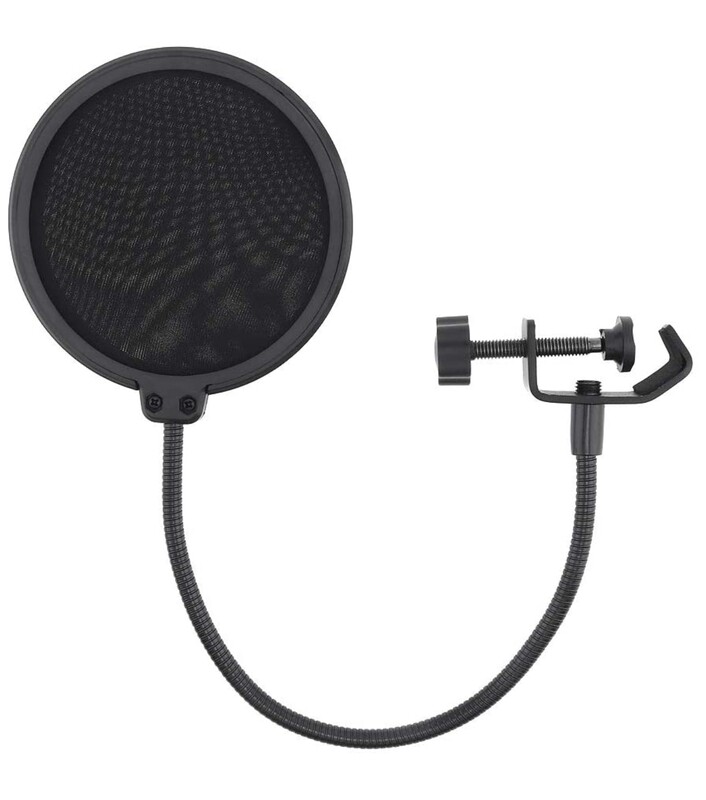 Double Layer Studio Microphone Pop Filter Flexible Wind Screen Mask Mic Shield, 10cm