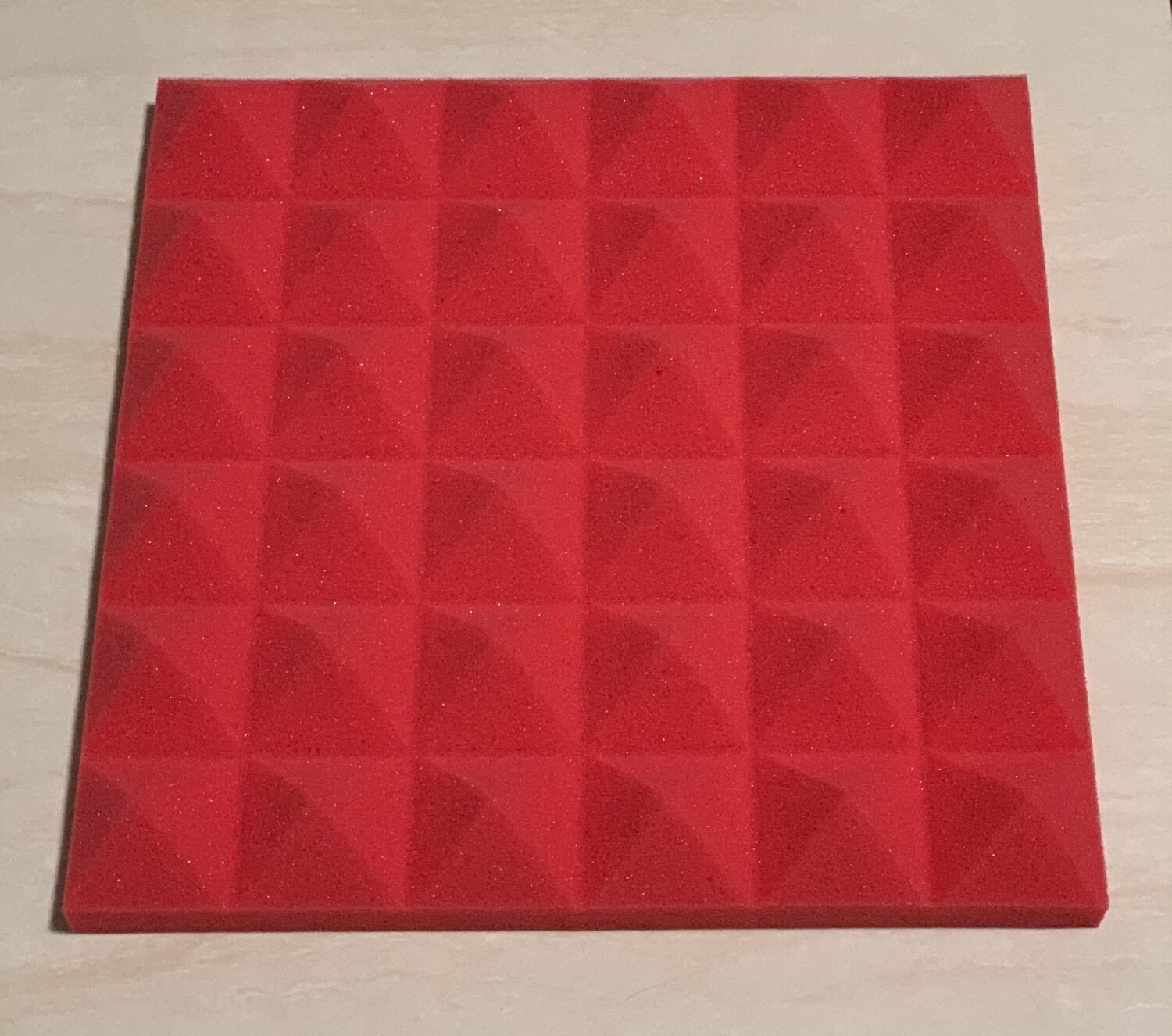 SoundProof Padding Foam Panels,2&quot; X 12&quot; X 12&quot; Studio Foam Pyramid Tiles, unidad color rojo