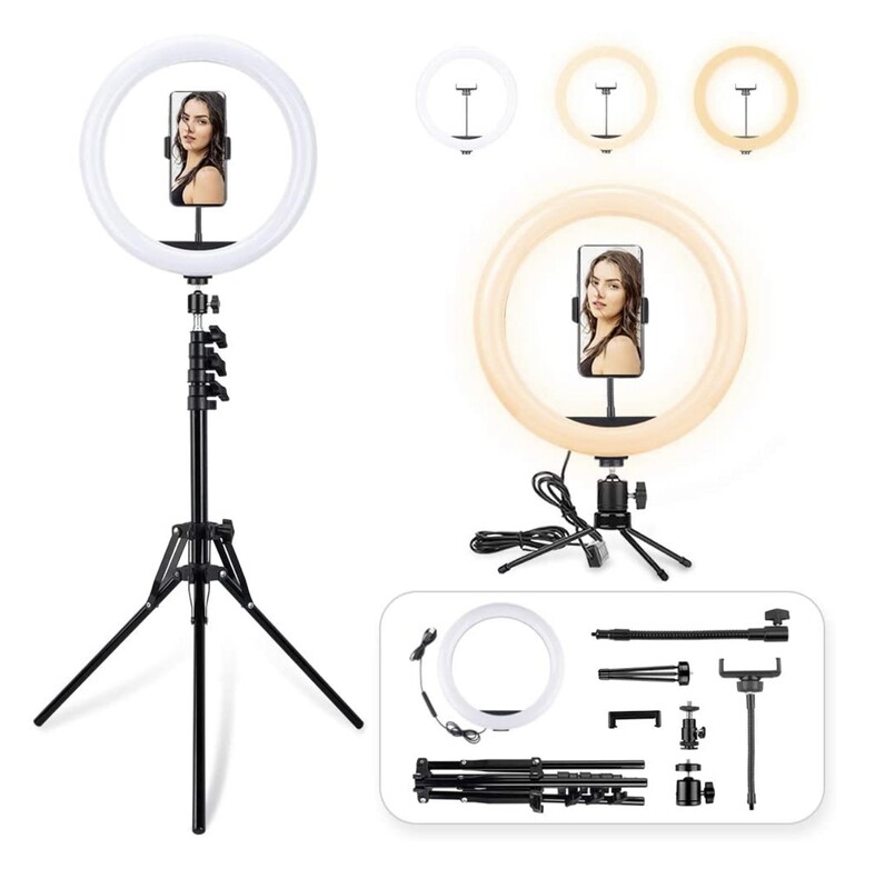 LIPETY - 12&quot; LED Ring Light with Dual Stand Kit