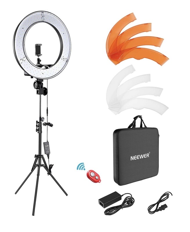Neewer Ring Light Kit:18&quot;/48cm Outer 55W 5500K Dimmable LED Ring Light, Light Stand, Carrying Bag