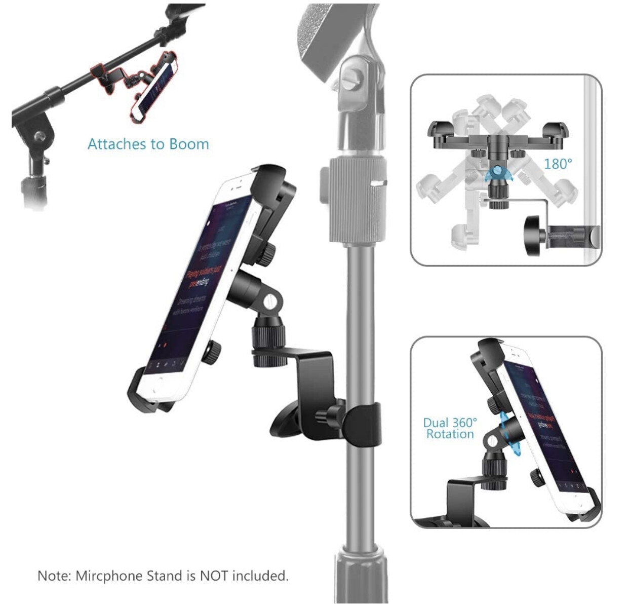 Neewer Music Boom Microphone Stand Smartphone Mount Adjustable Holder