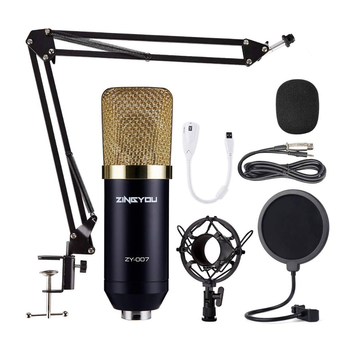 ZINGYOU Professional Cardioid Studio Condenser  Microphone Bundle, ZY-007