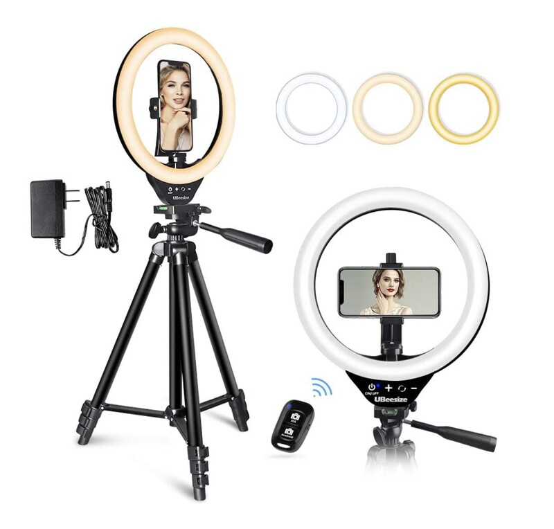 10’’ LED Ring Light with Stand, Bluetooth Control and Phone Holder