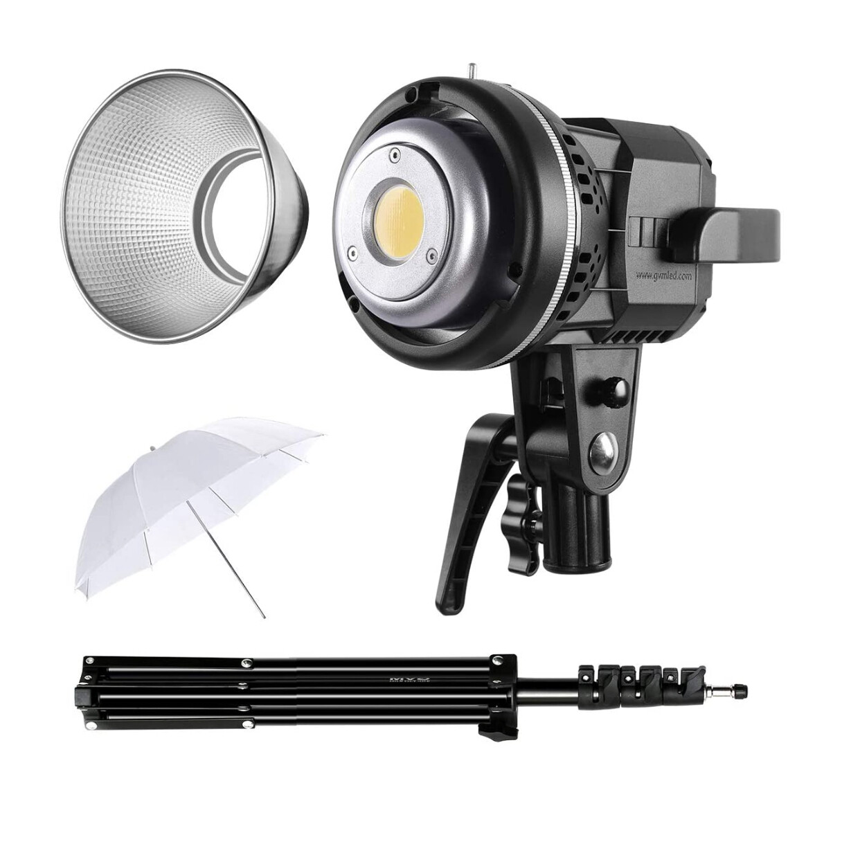 GVM 80W CRI97+ 5600K Dimmable LED Video Lights with Bowens Mount, Tripod, Umbrella Kit