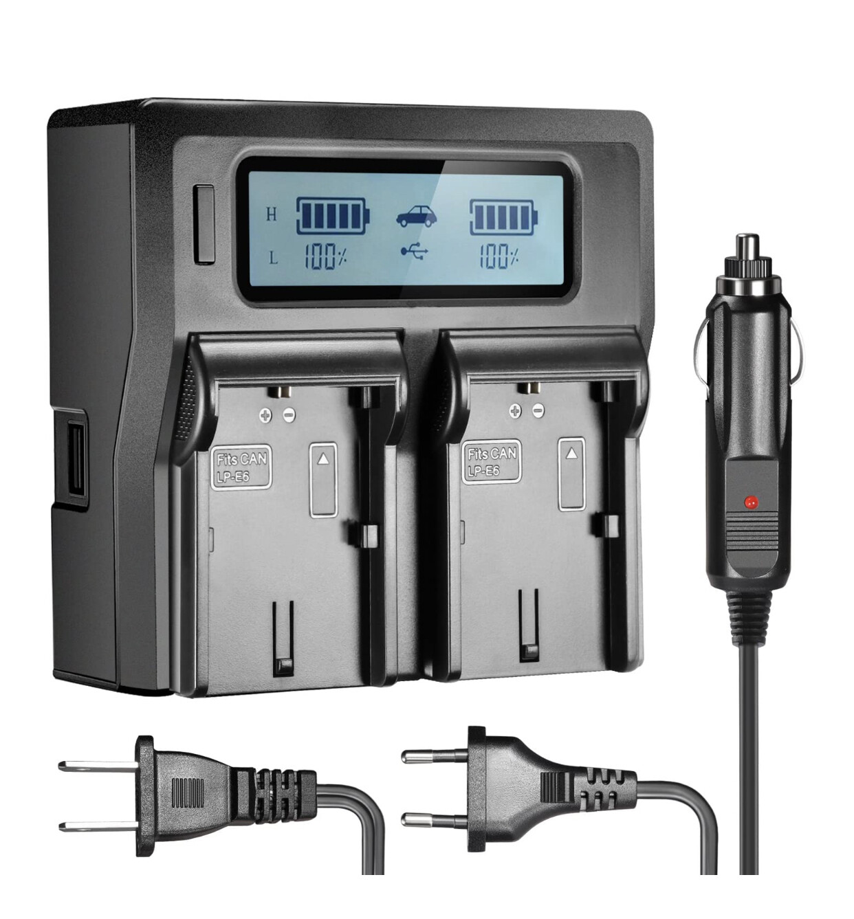 Neewer Dual LCD Battery Charger for Canon LP-E6 Batteries